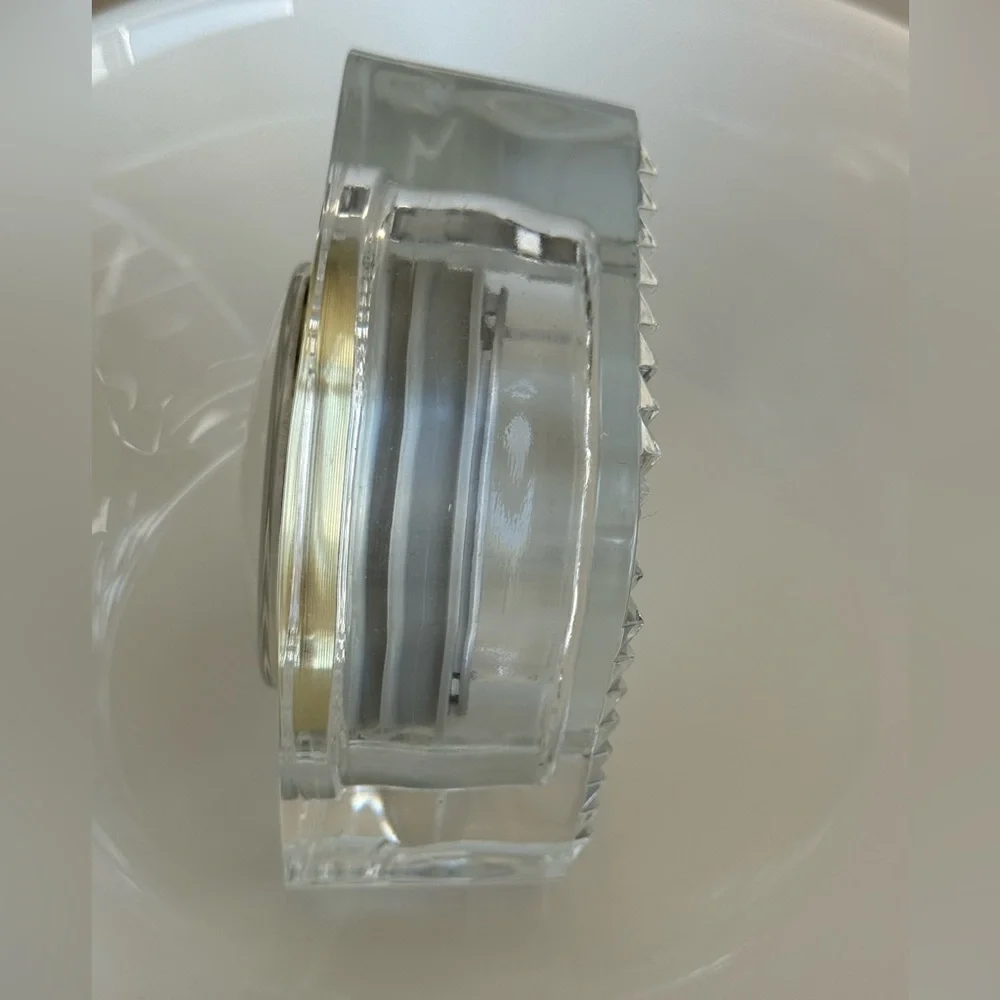 Crystal d'Arques cube-shaped crystal desk watch.  France Staiger Quartz Clock